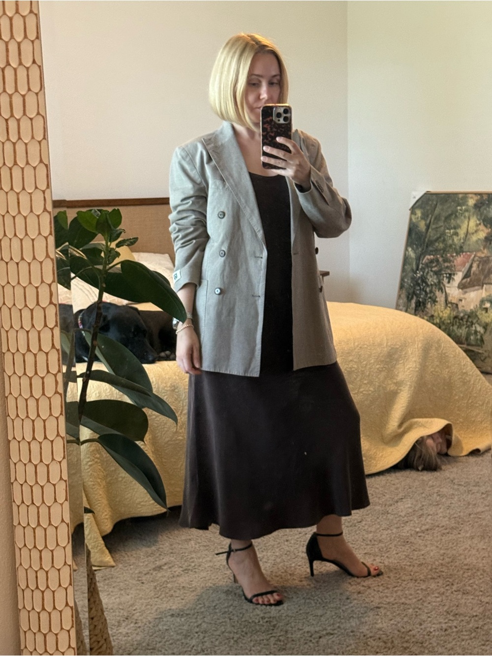 J. Crew Light Gray Double-Breasted Linen Blazer